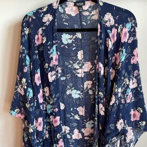 Navy Floral Kimono a.n.a. L/XL